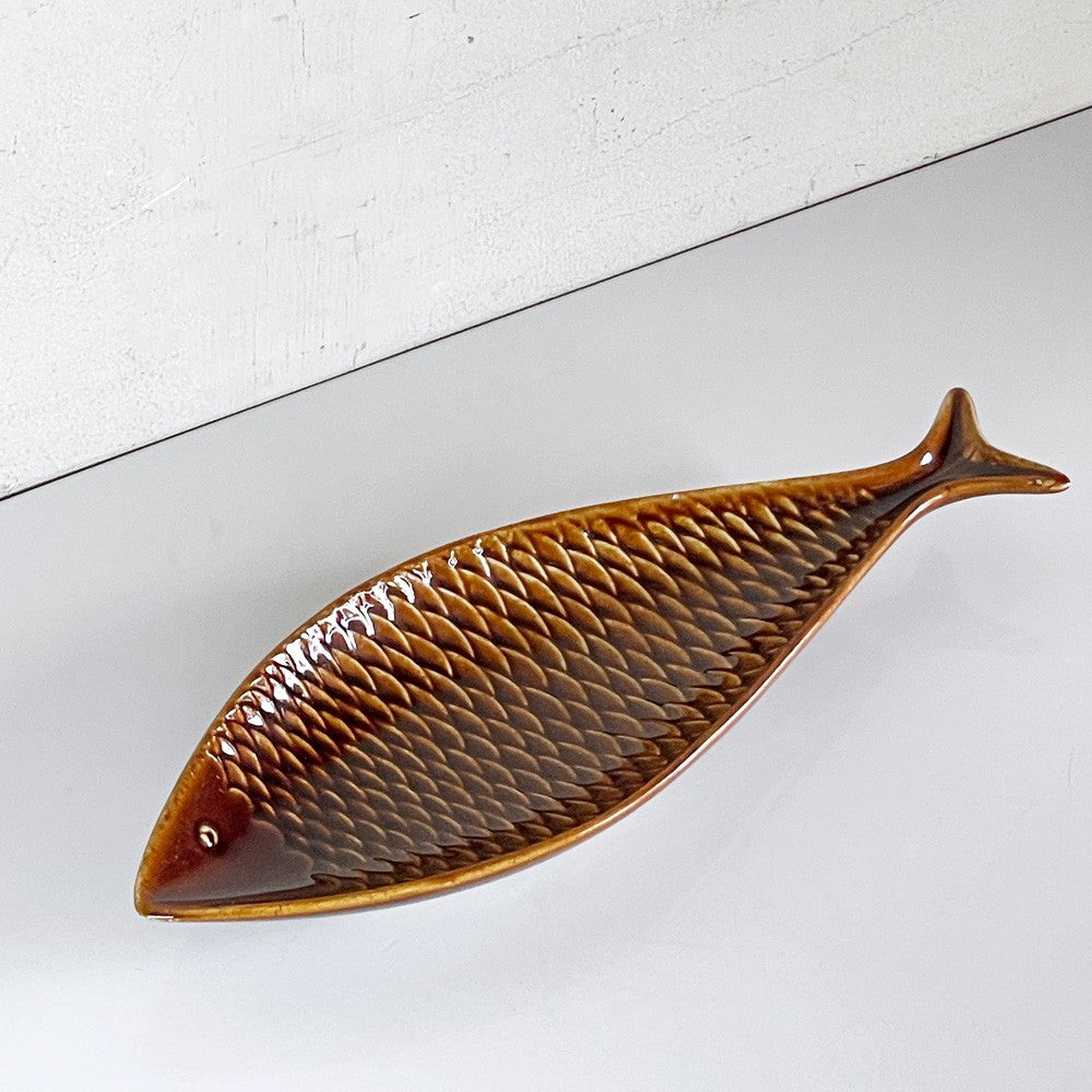 グスタフスベリ GUSTAVSBERG フラーデン Fladen フィッシュ Fish プレート 魚 ブラウン スウェーデン 北欧食器 ビンテージ ■