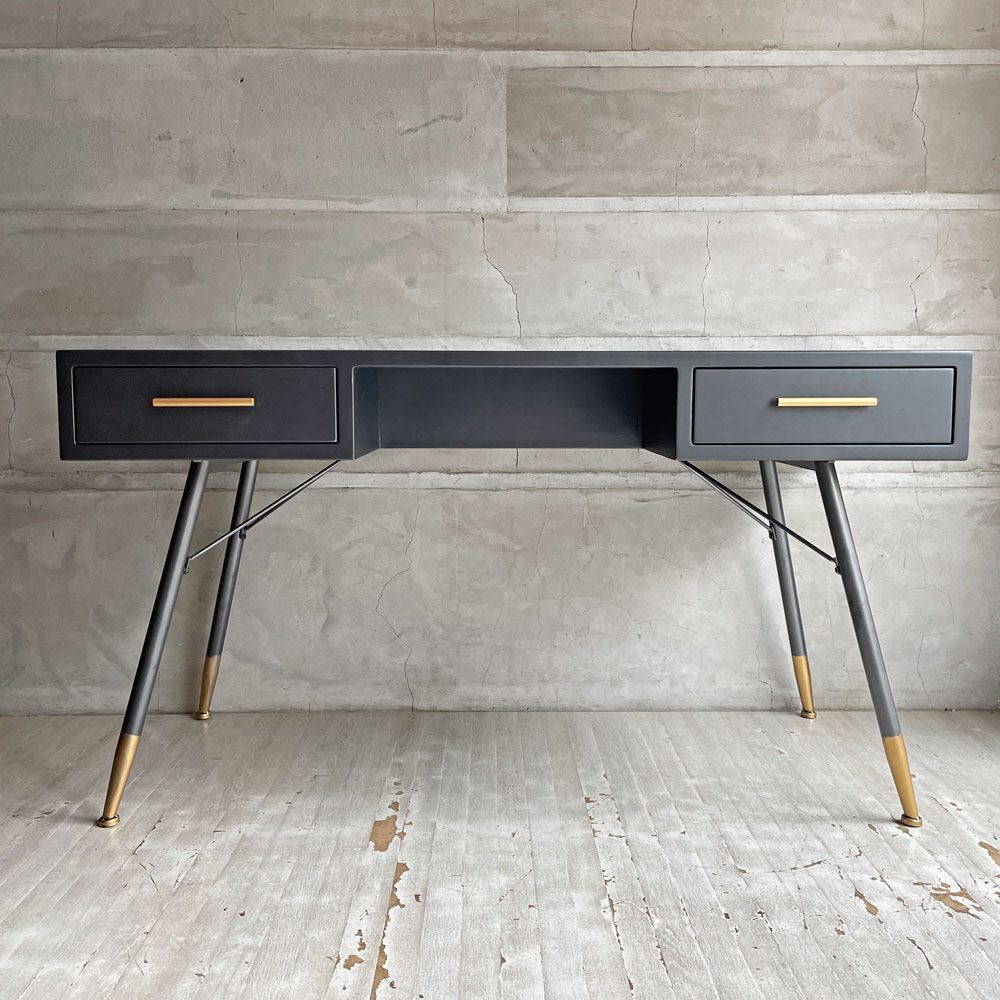 カレ KARE ラ ゴメラ La Gomera デスク コンソールテーブル ウッド×スチール ガラストップ ブラックパウダーコーティング インダストリアル モダンデザイン ドイツ ♪