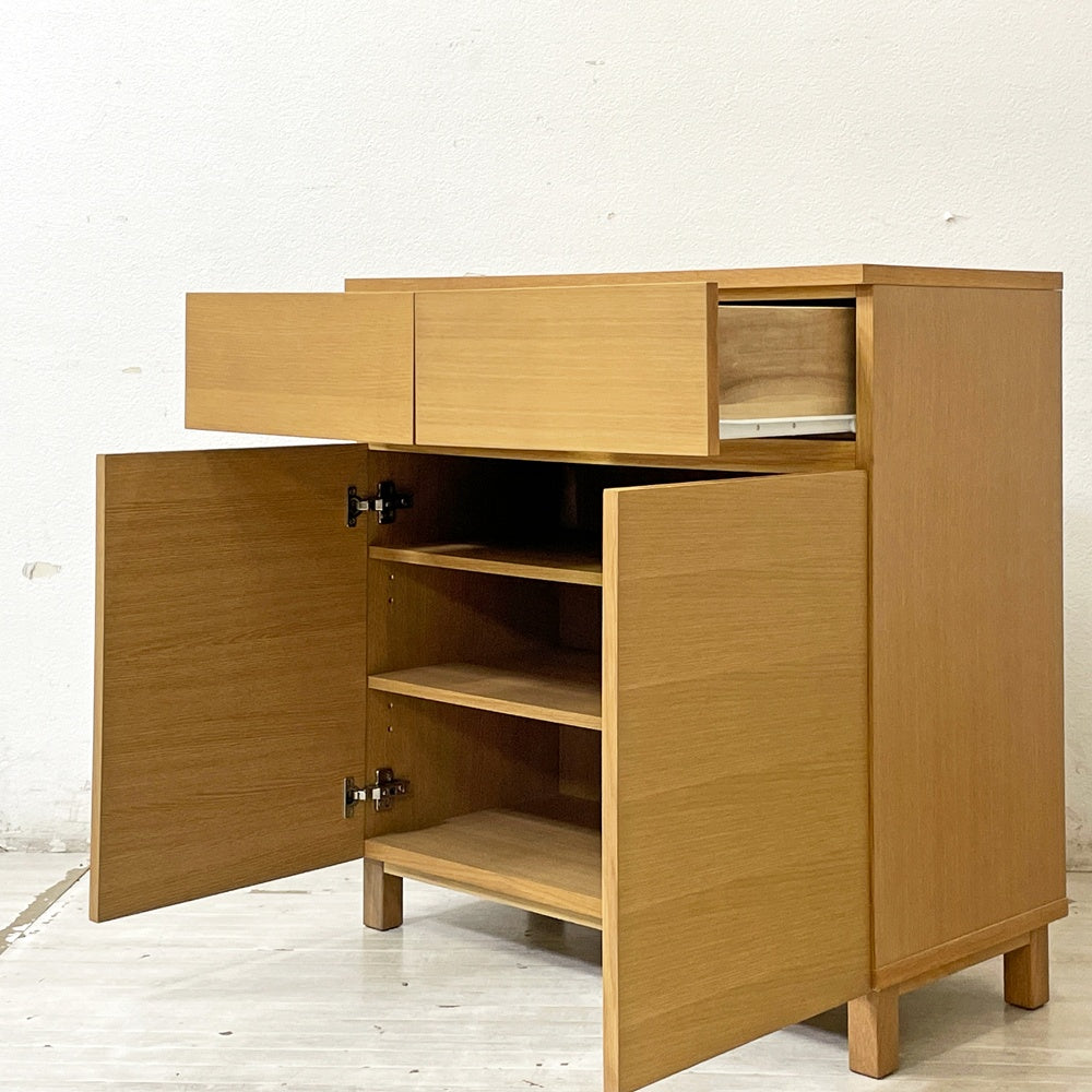 無印良品 MUJI オーク材 キャビネット W80cm 木製扉 木製収納 ナチュラル シンプルモダン ●