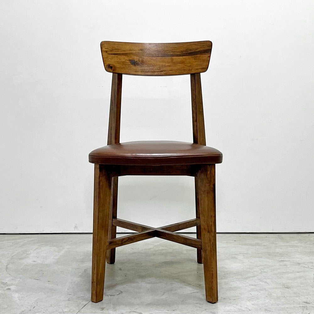 ジャーナルスタンダードファニチャー j.s.F シノン CHINON CHAIR ダイニングチェア PVCレザーシート ラバーウッド材 ブラウン ●