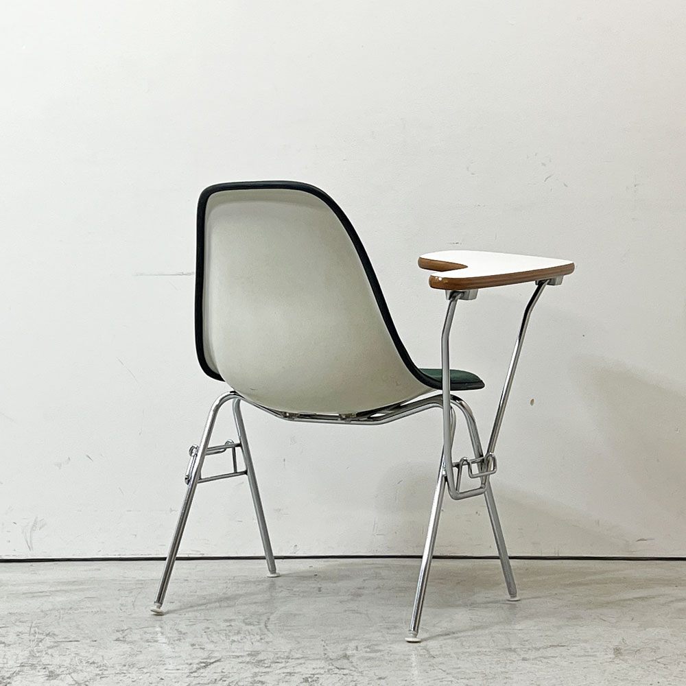 ハーマンミラー Herman Miller サイドシェルチェア セカンド 2nd ビンテージ アプホルスター スクールベース スタッキングベース 肘掛けテーブル付 イームズ ミッドセンチュリー A ●