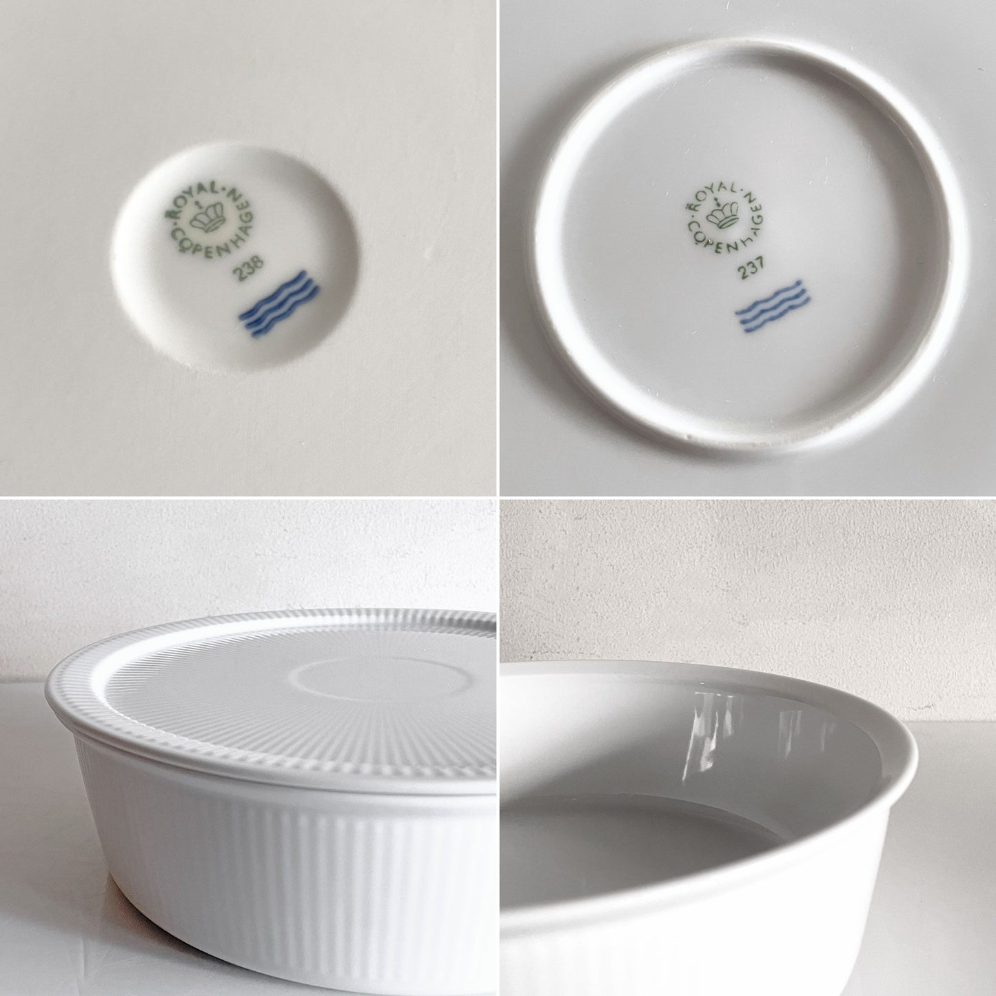 ロイヤルコペンハーゲン ROYAL COPENHAGEN ホワイトフルーテッド オーブンウエア Lサイズ 蓋付 ボウル W22cm 北欧食器 廃番 ■