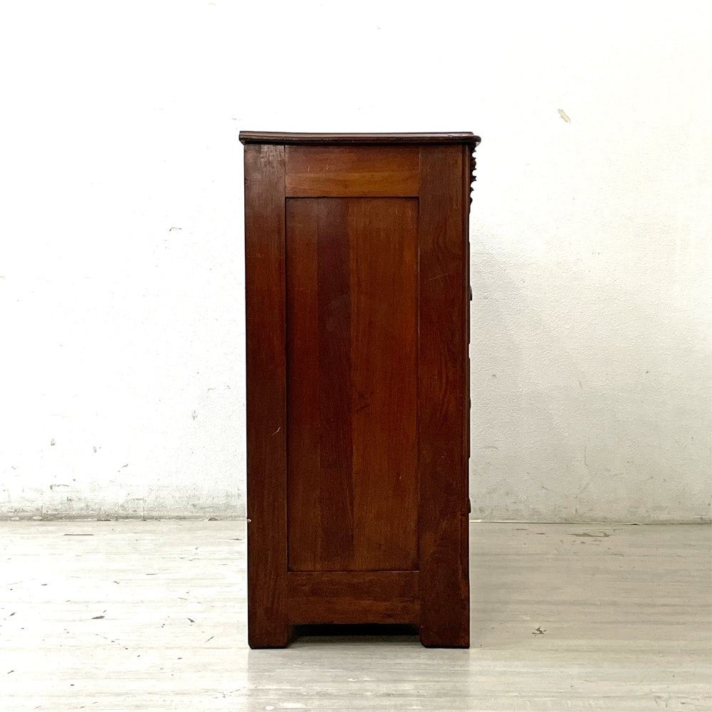 UKビンテージ 4段5杯 アーモンド彫刻入り チェスト 衣装ケース ロイズアンティークス購入品 UK VINTAGE ●