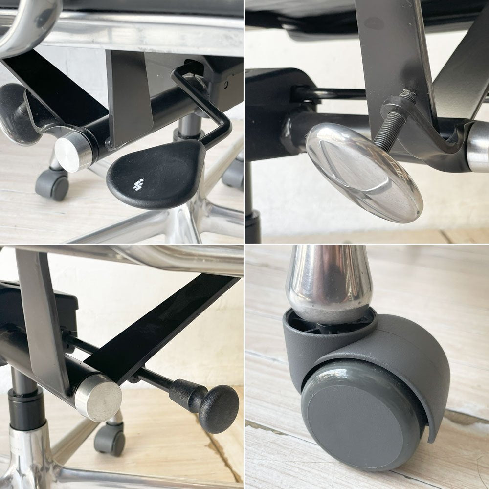 ハーマンミラー Herman Miller アルミナムグループ マネジメントチェア 本革 5本脚 C&Rイームズ ミッドセンチュリー ガス圧昇降 リクライニング ★