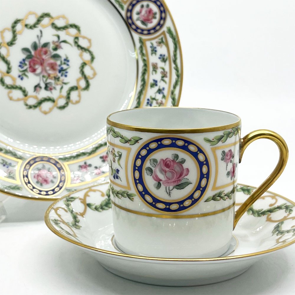 アビランド HAVILAND リモージュ ルーヴシエンヌ デミタスカップ & ソーサー ケーキプレート 3点セット トリオセット ●