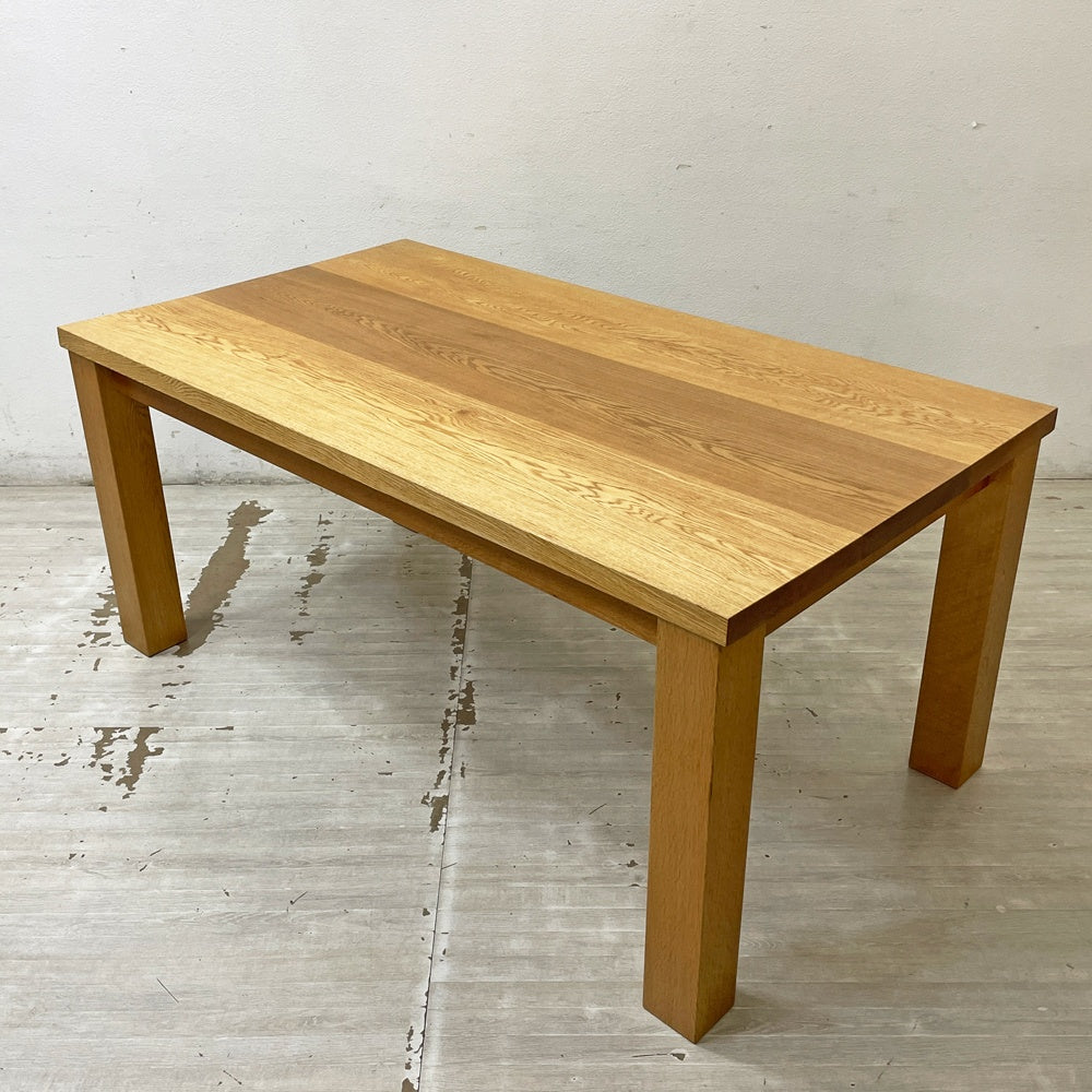 オーク無垢材 オーダー ダイニングテーブル W160cm シンプル ナチュラルデザイン サンディング加工済み オイルフィニッシュ ●
