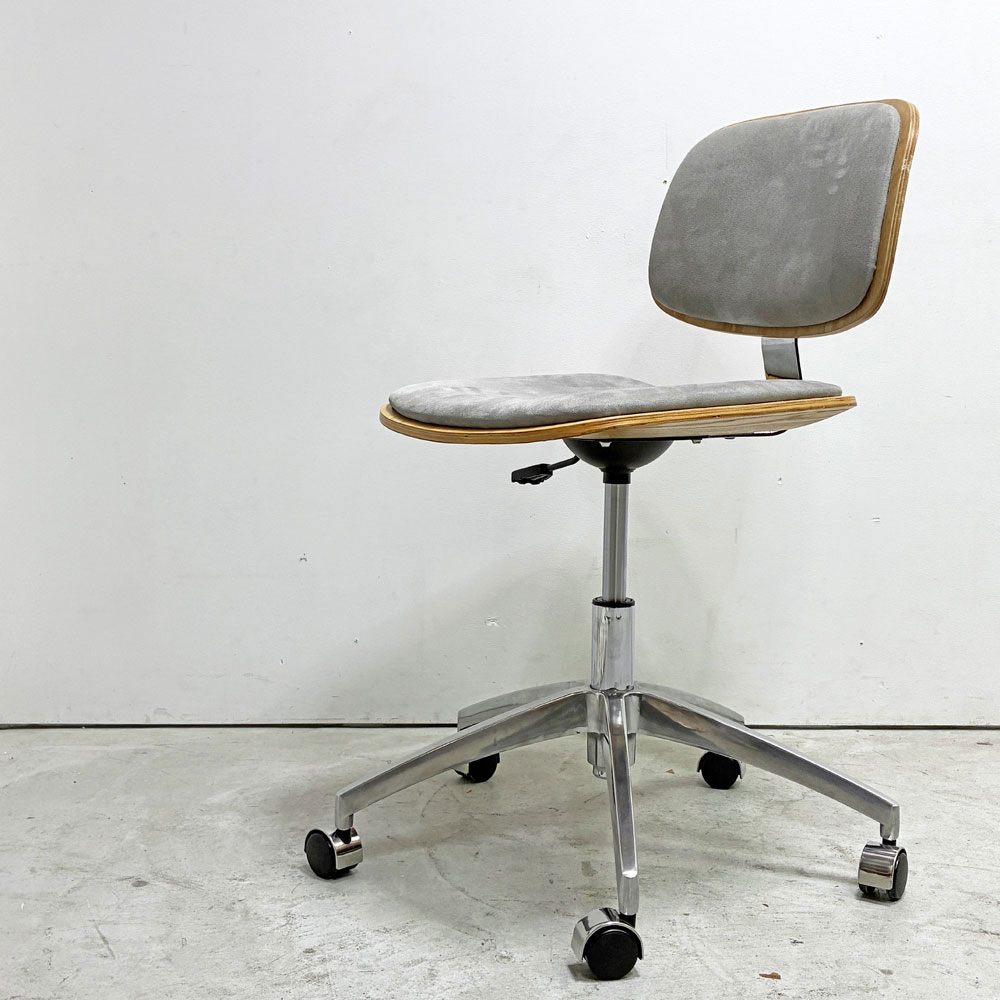 かなでもの KANADEMONO Stylish-Modern Silver gray デスクチェア オフィスチェア プライウッド スエード調 昇降 キャスター 定価￥29,500-  ●