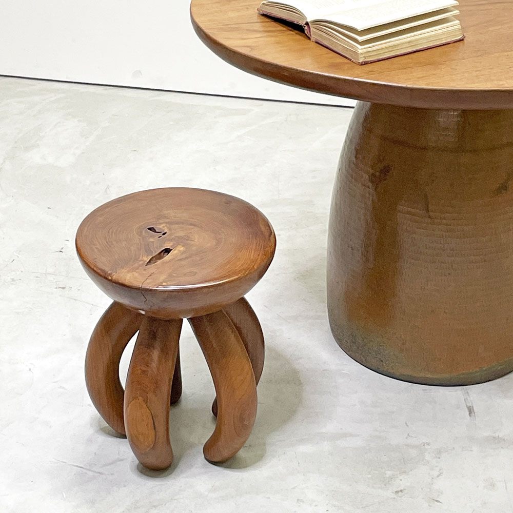 ヨーガンレール ババグーリ Jurgen Lehl Babaghuri チーク無垢材 スツール Stool 5本脚 丸太 ハンドメイド プリミティブ 希少 ●