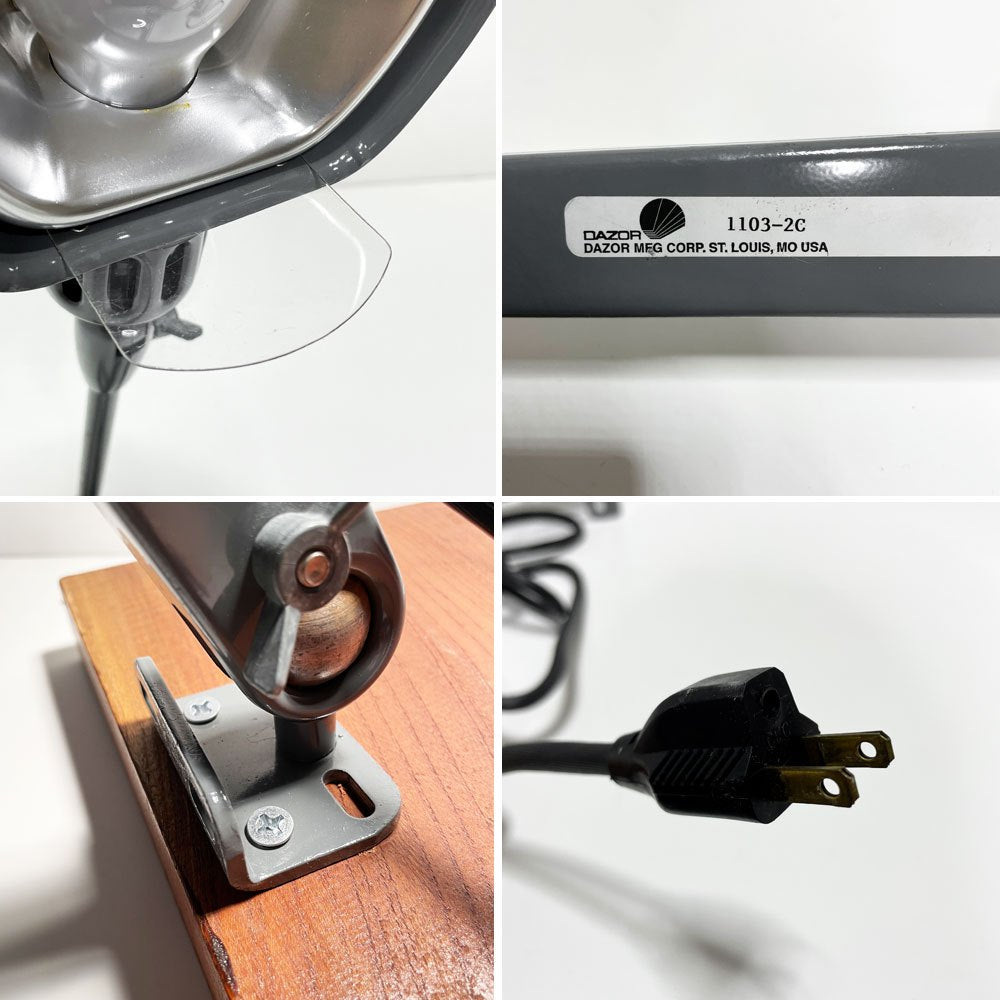 デイザー DAZOR USビンテージ クランプデスクライト グレー ミリタリー インダストリアル アメリカ  P.F.S取扱 現状品 ●