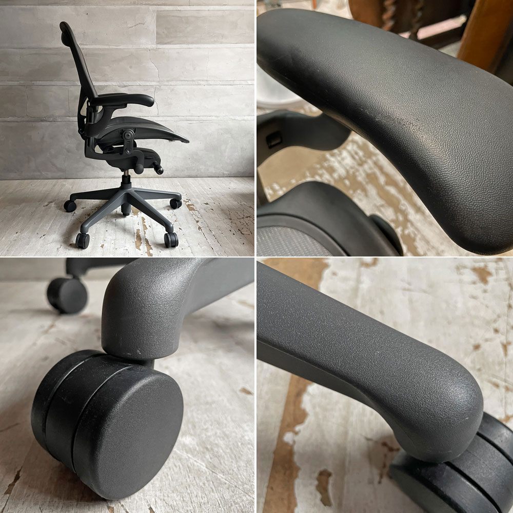 ハーマンミラー Herman Miller アーロンチェア リマスタード フル装備 Cサイズ デスクチェア オフィスチェア グラファイトベース ポスチャーフィットSL ♪