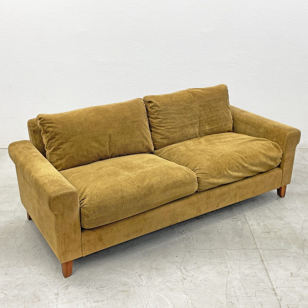 トラックファニチャー TRUCK FURNITURE FKソファ FK SOFA 3シーター F-21 グリーンコーデュロイ フェザークッション カバーリング 定価約476,300円 〓