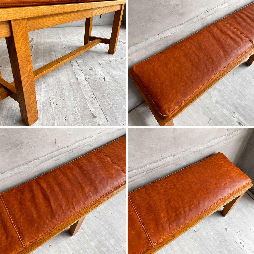 トラックファニチャー TRUCK FURNITURE SRベンチ SR BENCH ダイニングベンチ ナラ無垢材 レザー 本革 W175cm ♪
