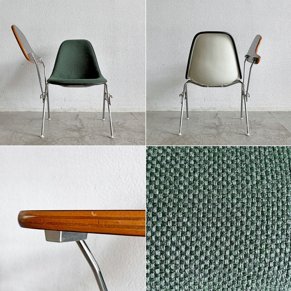 ハーマンミラー Herman Miller サイドシェルチェア セカンド 2nd ビンテージ アプホルスター スクールベース 肘掛けテーブル付 イームズ ミッドセンチュリー A 〓