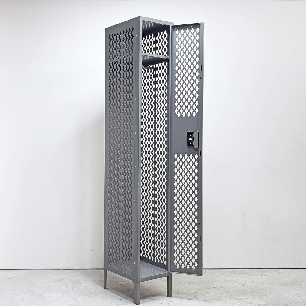 ULINE社 Ventilated Single Tier Lockers スチール製メッシュ ロッカー ティアロッカー 1人用 US ガレージ インダストリアルデザイン C ●