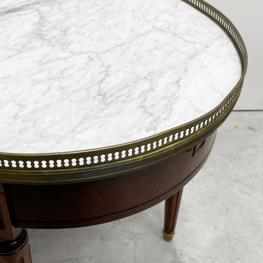 フランスアンティークスタイル マーブルトップ カードゲームテーブル ローテーブル オーバル 大理石天板 マホガニー  ●