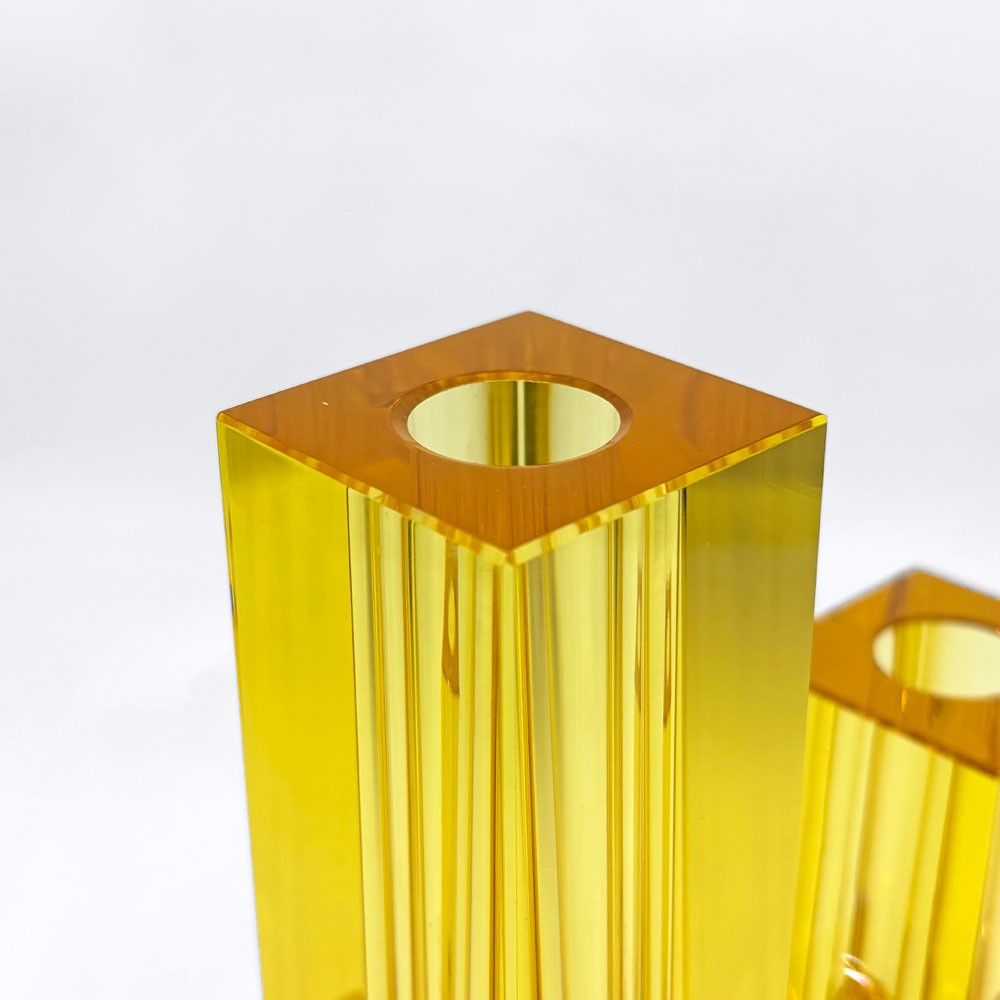 ヒュプシュ Hübsch デュオベース Duo Vase ガラスベース フラワーベース クリスタルガラス デンマーク 北欧 イエロー モダンデザイン ●