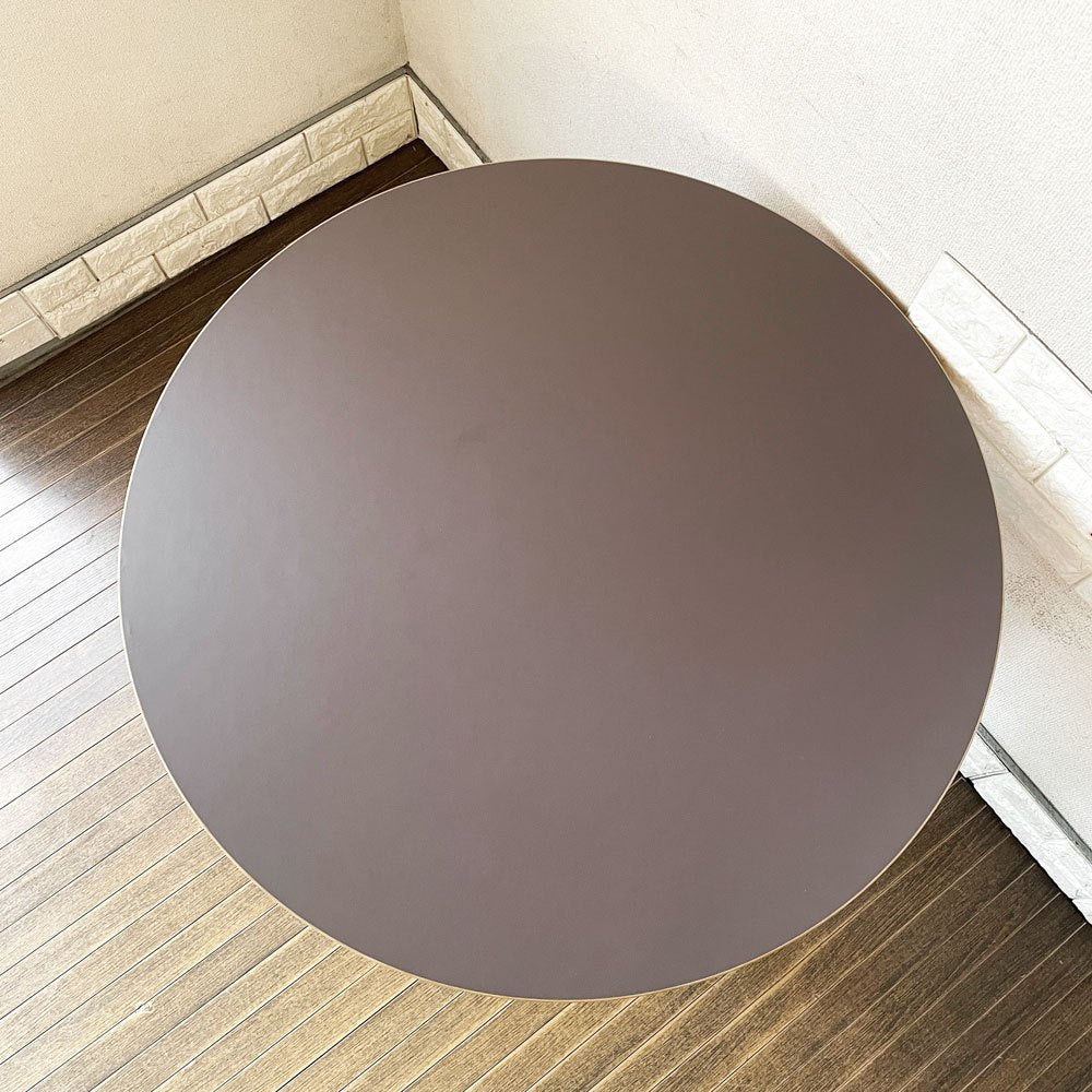 かなでもの KANADEMONO ザ・カフェテーブル THE CAFE TABLE Black Steel 4pin ラウンド Φ80cm リノリウム天板 Mauveカラー 定価￥57,300- ◎