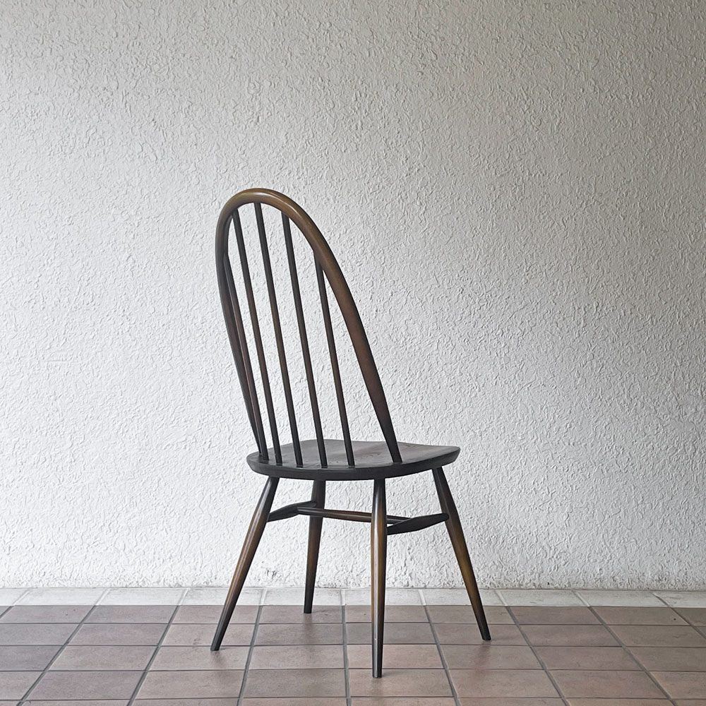 アーコール Ercol クエーカーチェア ダイニングチェア ハイバック オールドコロニアル ブラウン エルム材 × ビーチ材 UKビンテージ 英国家具 ◇