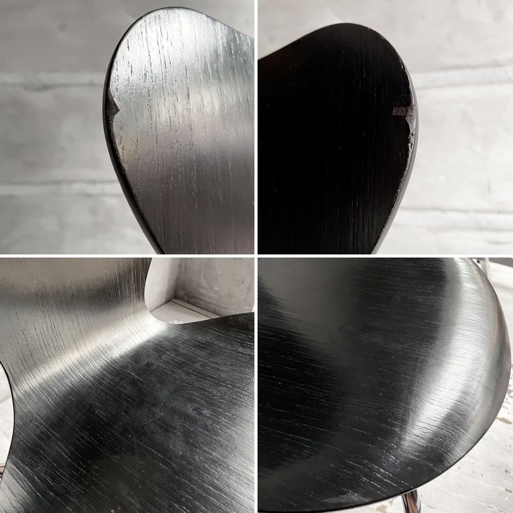 フリッツハンセン Fritz Hansen 3107 セブンチェア カラードアッシュ ブラック 80's ビンテージ vintage アルネ・ヤコブセン デンマーク B ♪