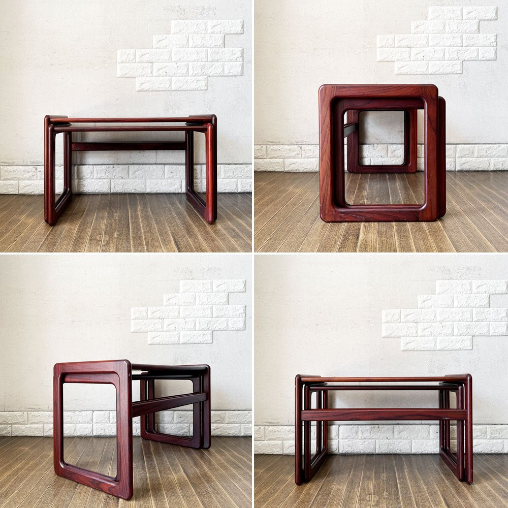 ジャパンビンテージ Japan Vintage ローズウッド材 ネストテーブル サイドテーブル 2連 W70/65cm 北欧スタイル ◎