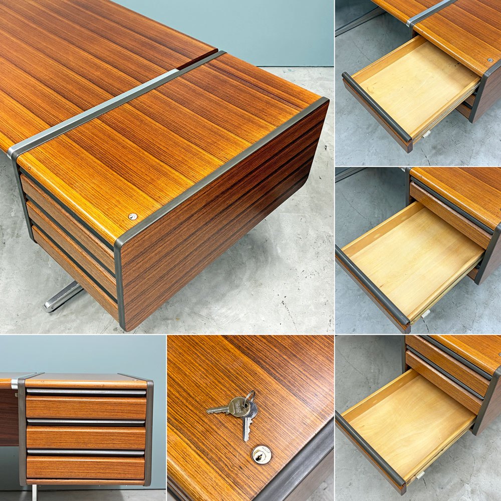 天童木工 TENDO オフィスファニチャーシリーズ OFgroup1 ビンテージ 両袖デスク 4ドロワー W180cm 剣持勇 ジャパンミッドセンチュリー ◎