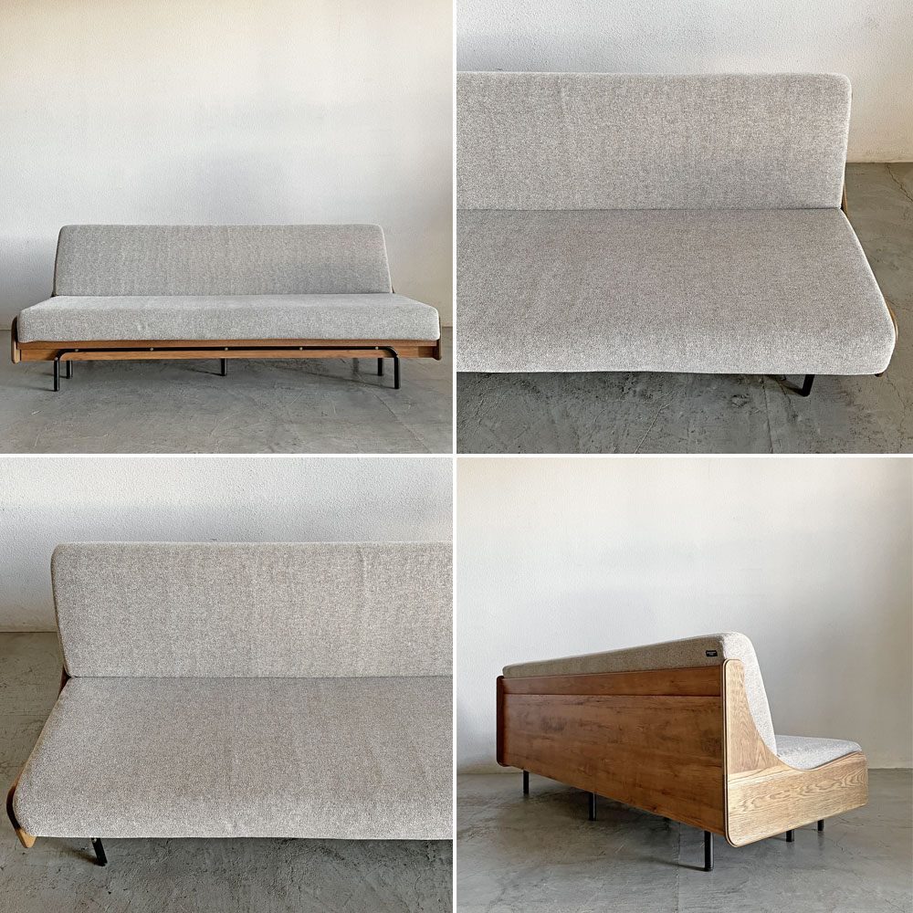 ジャーナルスタンダード  j.s.F ハビタ HABITAT SOFA BED ソファベッド デイベッド 3人掛けソファ W200cm オーク材 ファブリック ベージュ 定価￥231,000- 〓