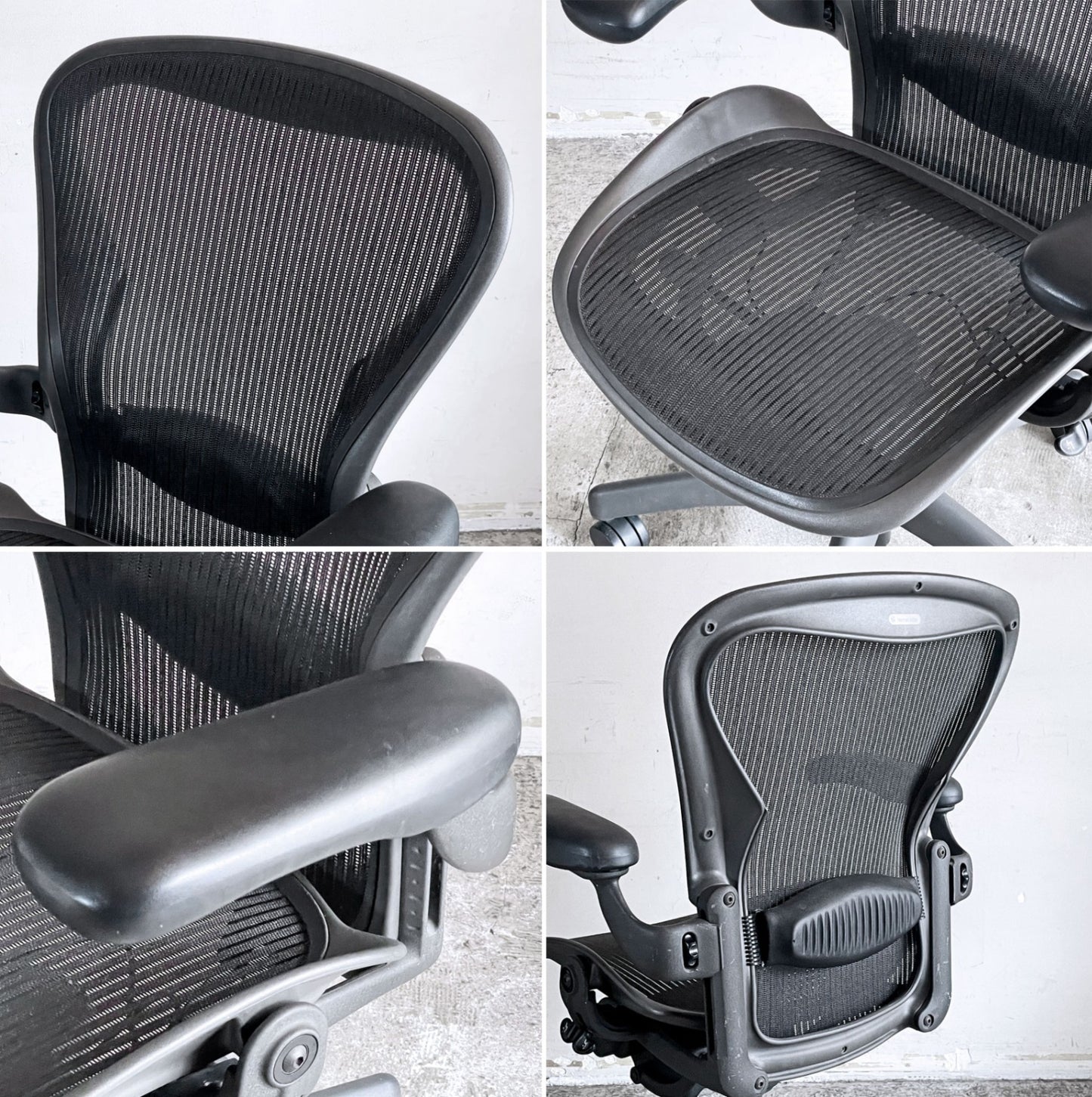 ハーマンミラー Herman Miller アーロンチェア Bサイズ ランバーサポート グラファイトベース ビル・スタンフ ＆ ドン・チャドウィック 現状品 ■