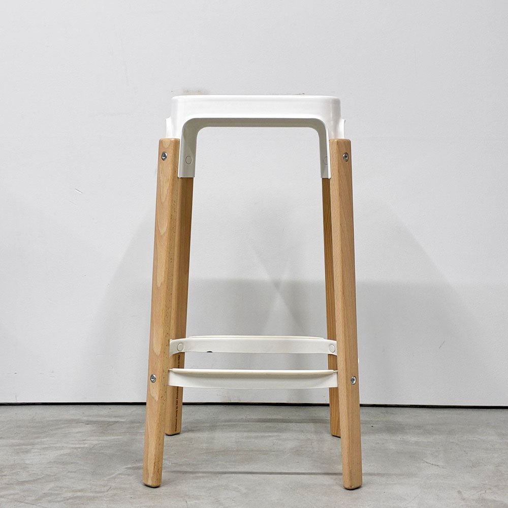 マジス MAGIS スティールウッドスツール Steelwood Stool ハイスツール カウンターチェア ホワイト × ビーチ H68cm ロナン＆エルワン・ブルレック 定価￥86,900- ◎