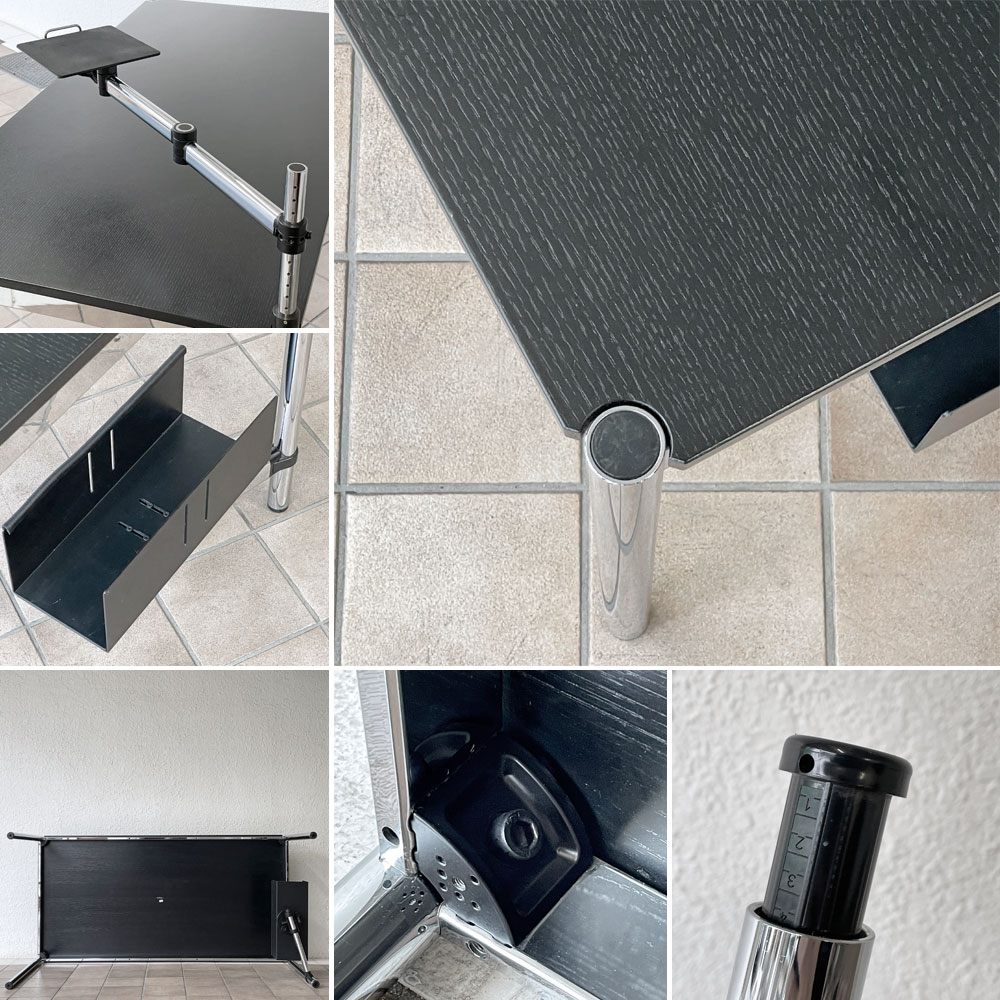 ユーエスエムハラー USMハラー USM Haller モジュラーファニチャー ハラーテーブル ワークデスク オーク材 W150cm トレイ＆スイングアーム付き ブラック ◇