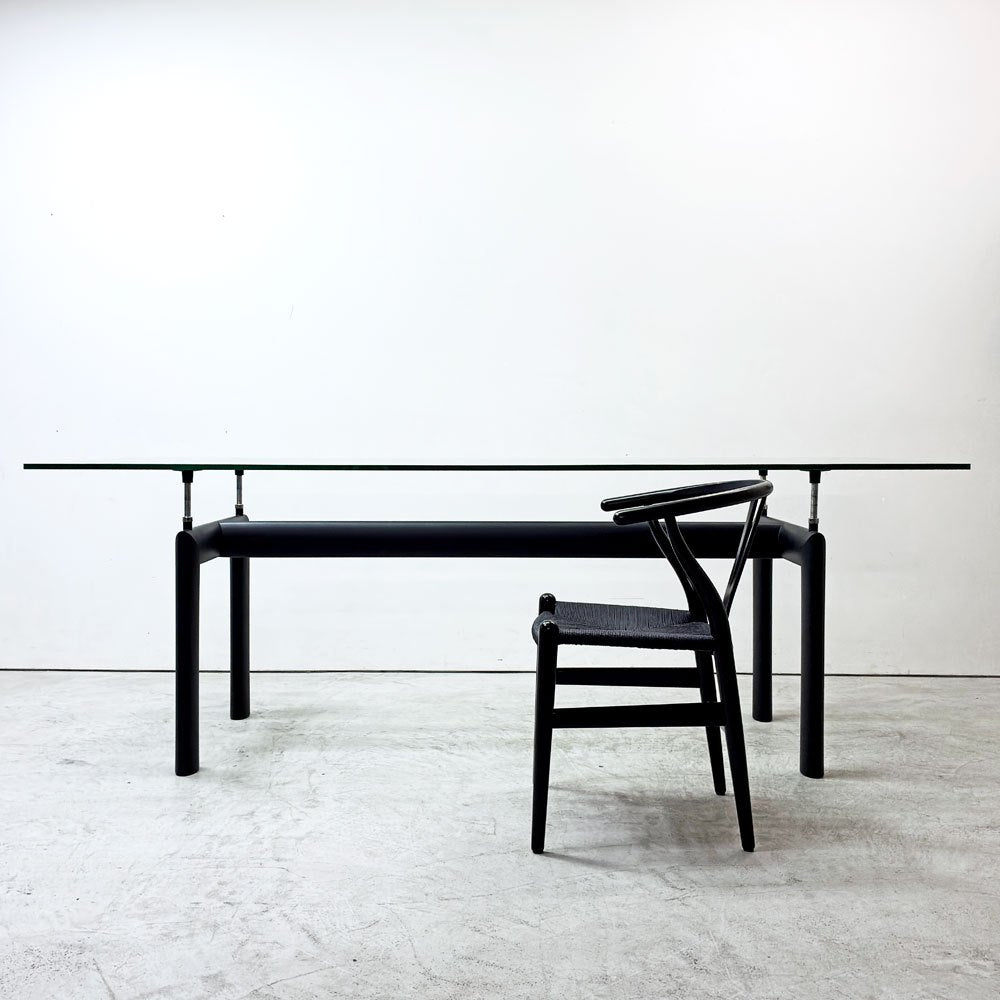 カッシーナ Cassina ル・コルビジェ LC6 ダイニングテーブル ターブル テューブ ダヴィオン テーブル 6 TABLE TUBE D’AVION テクスチャーガラス天板 ブラック ●