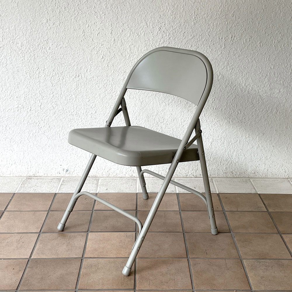 チューブラースチール フォールディングチェア TUBULAR STEEL FOLDING CHAIR 折りたたみ椅子 グレー アメリカ インダストリアル PFS取扱 A ◇