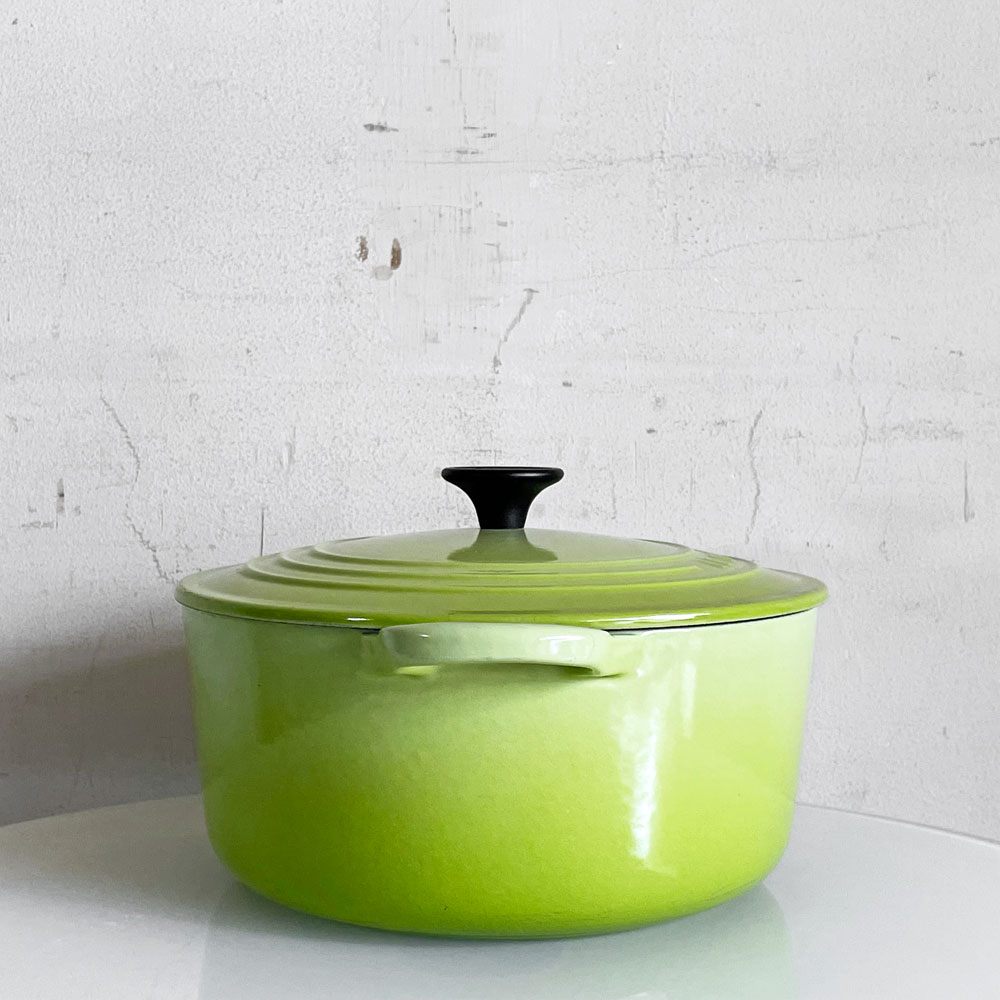 ルクルーゼ LE CREUSET ココットロンド 両手鍋 22cm 鋳物 グリーン フランス ■