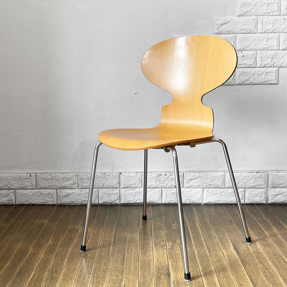 フリッツハンセン Fritz Hansen 3101 アリンコチェア アントチェア 4本脚 ナチュラルビーチ ラッカー仕上げ フェルトグライズ アルネ・ヤコブセン C ◎