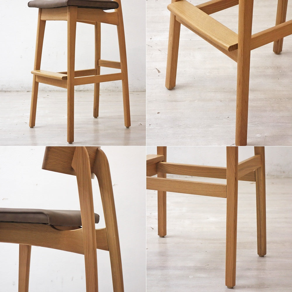 飛騨産業 HIDA 森のことば カウンターチェア ホワイトオーク無垢材 SN281 ハイラルゴ 合成皮革 佐々木敏光デザイン B ●