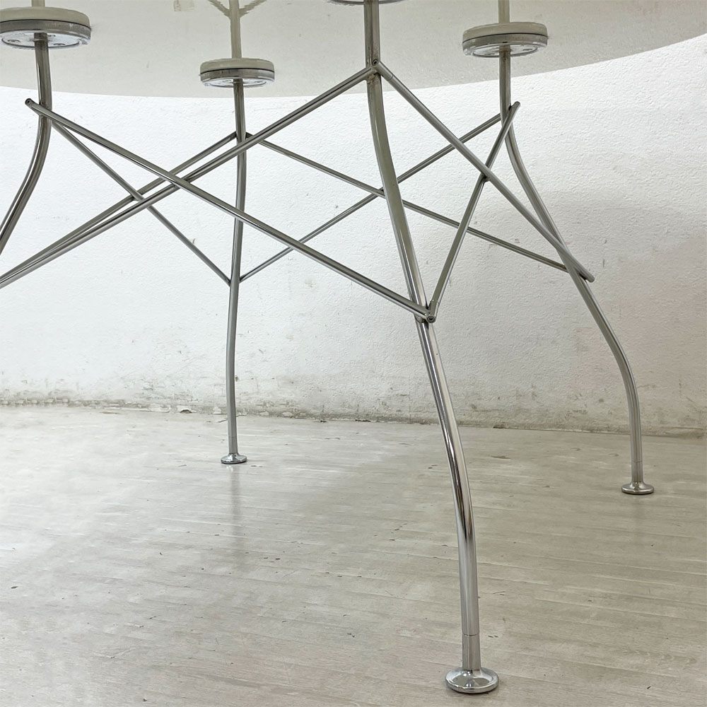 カルテル Kartell グロッシー GLOSSY ラウンドテーブル 130 アントニオ・チッテリオ ホワイト × クローム イタリア モダン ●