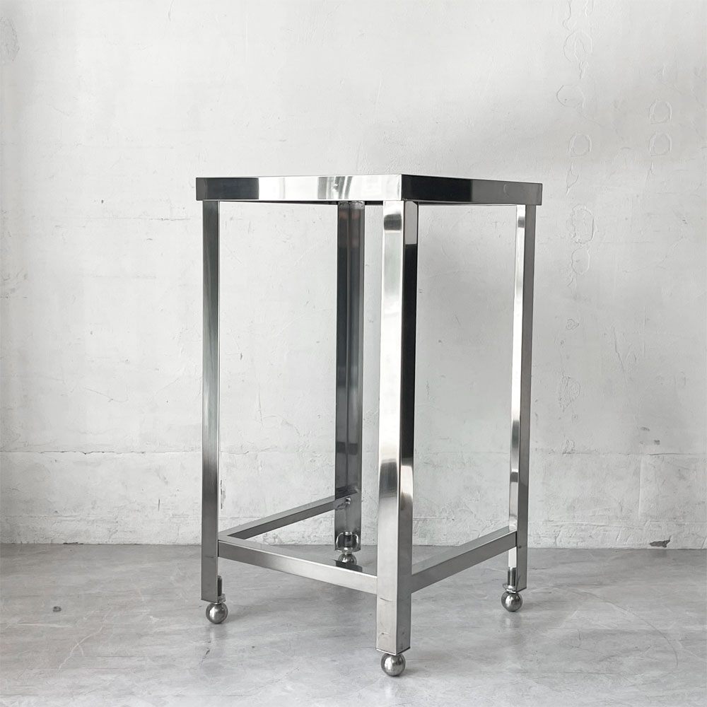インダストリアルデザイン Industrial Design ステンレス製 サイドテーブル ワークテーブル 作業台 ワゴン W45cm 店舗什器 ★