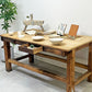 ヨーロッパビンテージ Europe vintage 木製 無垢材 ワークテーブル 作業台 W159cm 抽斗8杯 木味 ディスプレイ台 店舗什器 ●