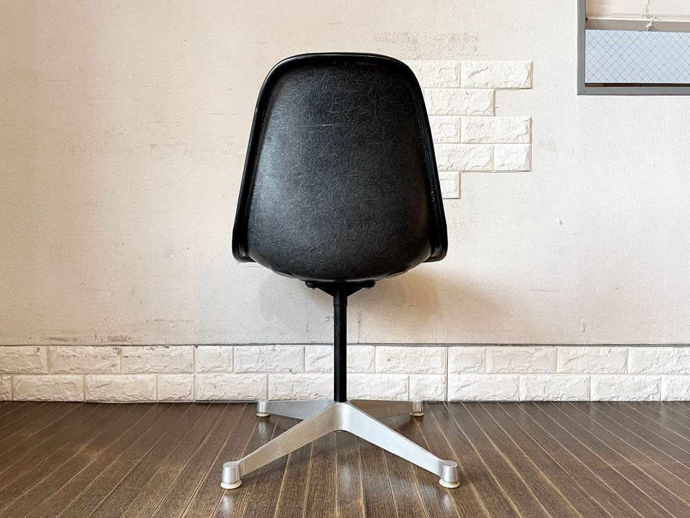 ハーマンミラー Herman Miller サイドシェルチェア モダンファニチャーセールス FRP製 ブラックシェル NC生地 ブルーグリーン コントラクトベース C&R イームズ ◎