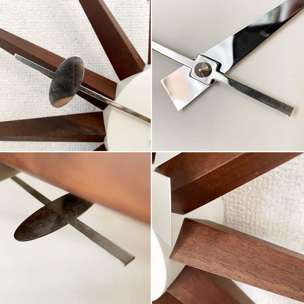 ヴィトラ vitra サンバーストクロック Sunburst Clock ウォールナット ウォールクロック 掛時計 Φ47cm ジョージ・ネルソン ミッドセンチュリー 定価￥68,200- ◎