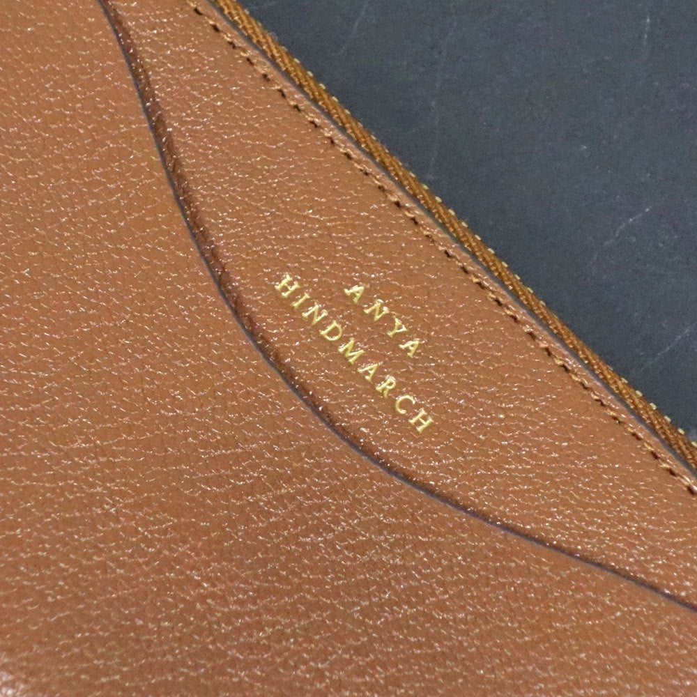 アニヤハインドマーチ ANYA HINDMARCH Peeping Eyes ジップ カードケース パスケース ゴートレザー ◎