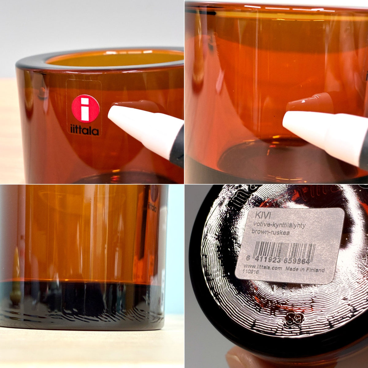 イッタラ iittala マリメッコ marimekko キビ kivi キャンドルホルダー ブラウン 60mm 箱付き ヘイッキ・オルヴォラ フィンランド 北欧雑貨 ◎