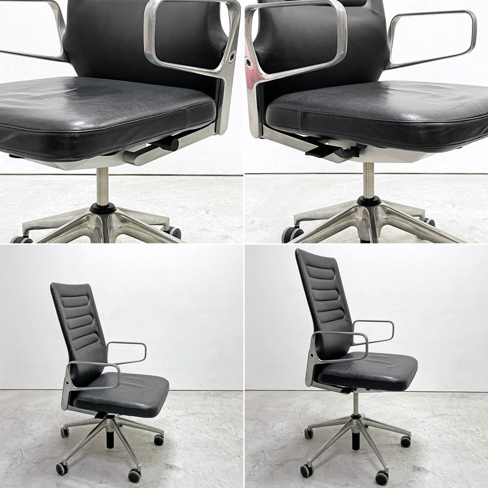 ヴィトラ vitra AC4 ワークチェア オフィスチェア ハイバック アームチェア 本革 アルミベース キャスター アントニオチッテリオ 現状品 ●