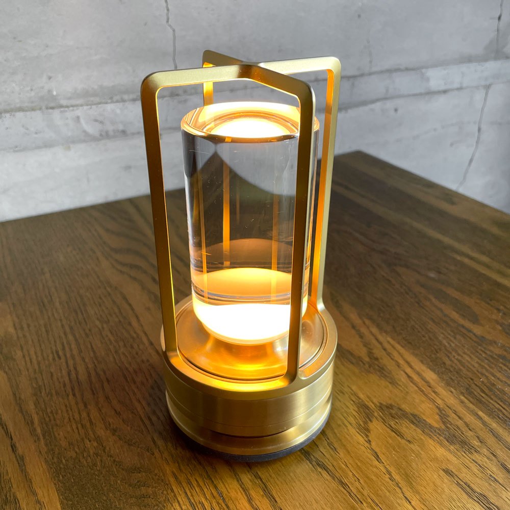 アンビエンテック Ambientec ターンプラス TURN+ ブラス 調光式 テーブルライト 真鍮カラー クリスタルガラス LED 充電式 持ち運び可 説明書付 定価￥66,000- ♪