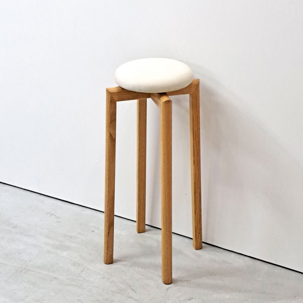 匠工芸 TAKUMI マッシュルームスツール MUSHROOM ハイスツール Lサイズ ファブリック座面  ホワイトアッシュ材 旭川家具 B ●