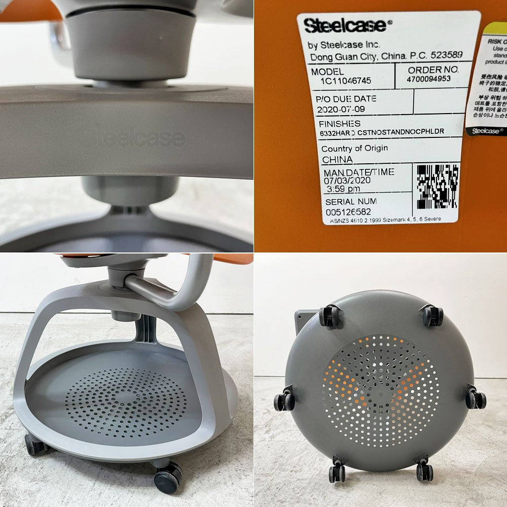 スチールケース Steelcase ノード node ミーティングチェア オフィスチェア シトロン 可動式サイドテーブル＆キャスター付き ●