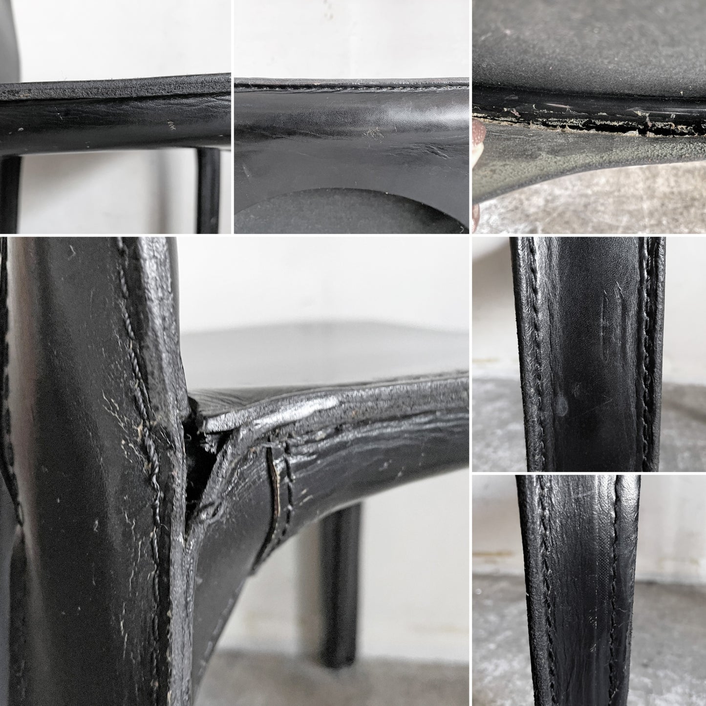 カッシーナ Cassina キャブチェア 412 CAB CHAIR アームレス 本革 ブラック マリオ・ベリーニ MoMA イタリアンモダン ■