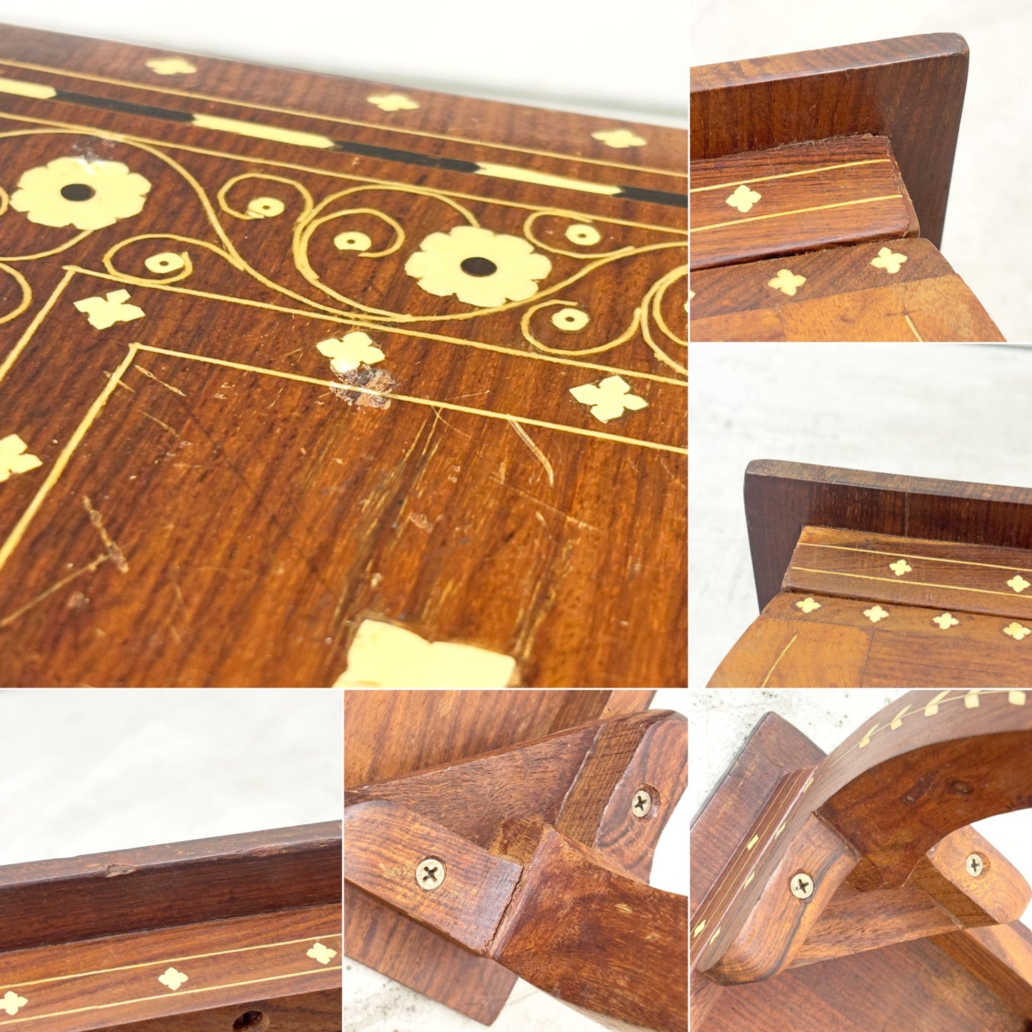 アジアンビンテージスタイル Asian Vintage Style アジアン家具 象嵌 サイドテーブル クラシカルデザイン W40cm ●