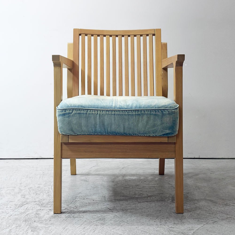 ダブルティー WTW アペルト チェア APERTO CHAIR NT アームチェア ラウンジチェア 1Pソファ アッシュ材 デニム地 西海岸 ウエストコースト ●