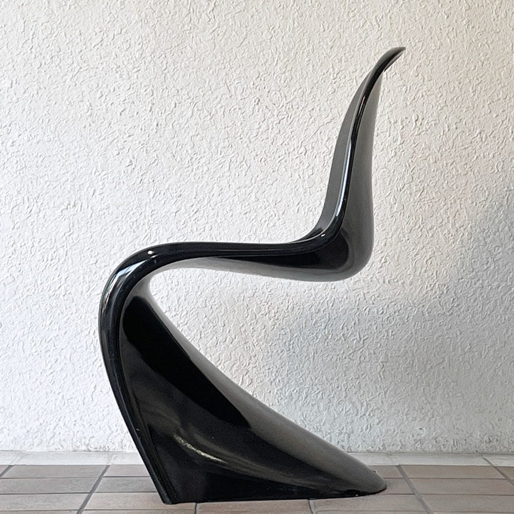 パントンチェア ビンテージ ダイニングチェア ヴェルナーパントン Verner Panton ブラック 1984年製 Horn スペースエイジ 希少 A ◇
