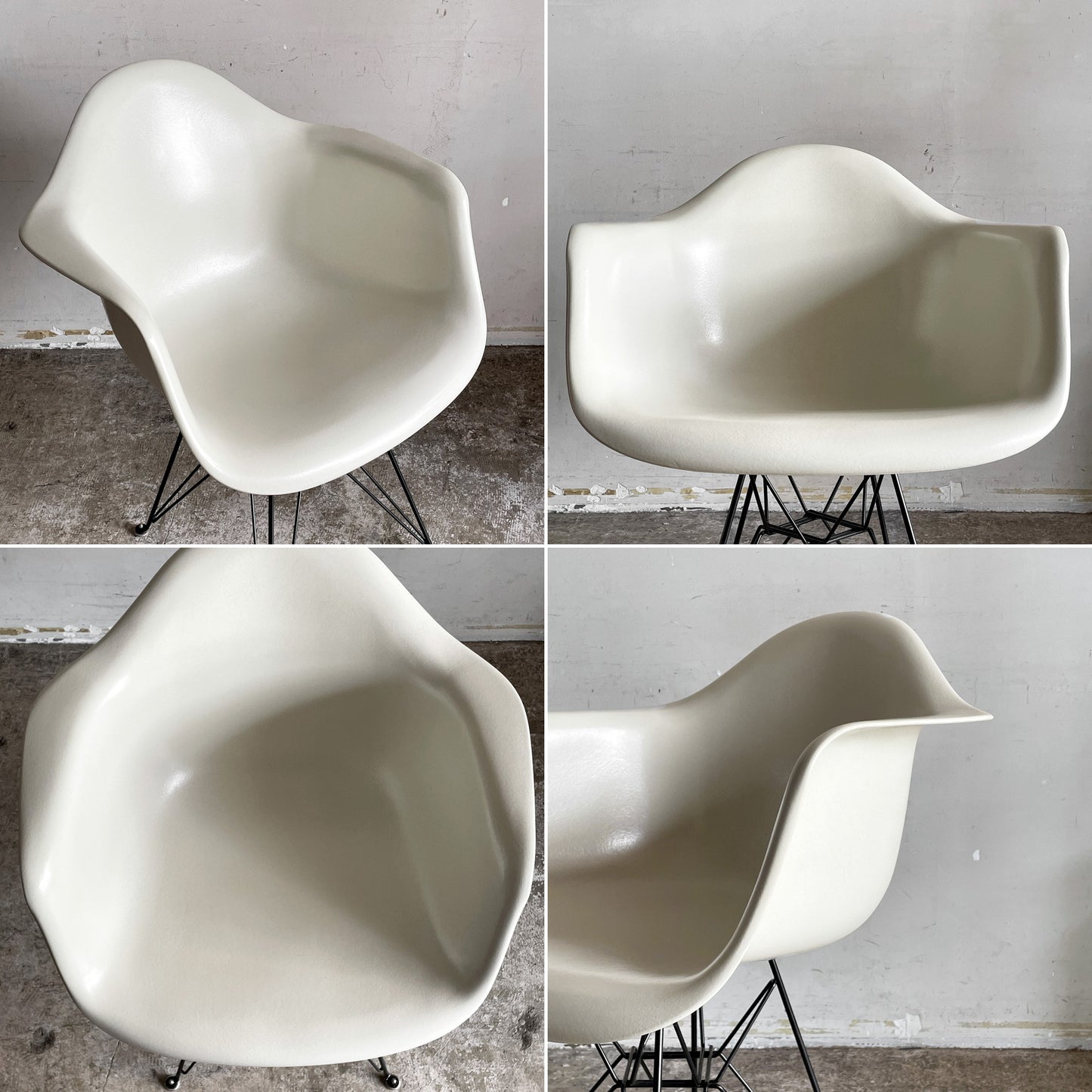 ハーマンミラー Herman Miller アームシェルチェア 現行FRP製 パーチメント エッフェルベース C&R イームズ ミッドセンチュリー  ■